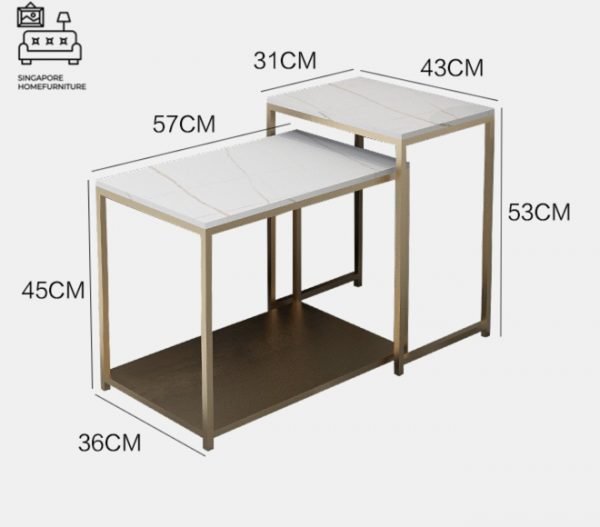 BREDA® Nesting Table | Colour Customisation: Primary Table, Secondary Table, Legs = Black OR White OR Gold | $$ - Image 12