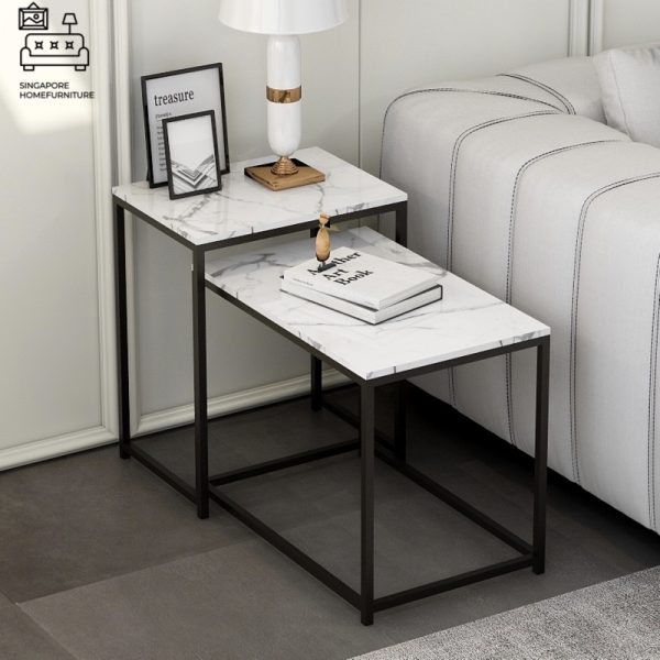 BREDA® Nesting Table | Colour Customisation: Primary Table, Secondary Table, Legs = Black OR White OR Gold | $$ - Image 14