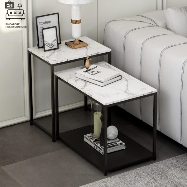 BREDA® Nesting Table | Colour Customisation: Primary Table, Secondary Table, Legs = Black OR White OR Gold | $$ - Image 15