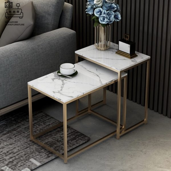 BREDA® Nesting Table | Colour Customisation: Primary Table, Secondary Table, Legs = Black OR White OR Gold | $$ - Image 16
