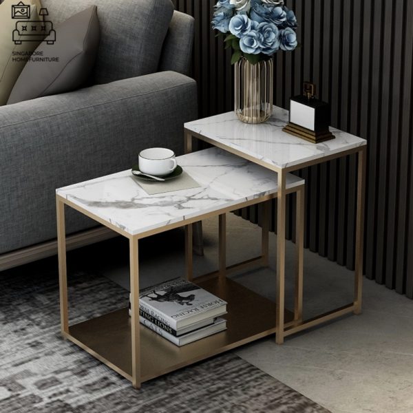 BREDA® Nesting Table | Colour Customisation: Primary Table, Secondary Table, Legs = Black OR White OR Gold | $$ - Image 17