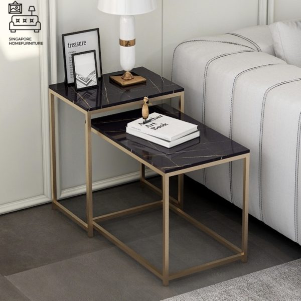 BREDA® Nesting Table | Colour Customisation: Primary Table, Secondary Table, Legs = Black OR White OR Gold | $$ - Image 19
