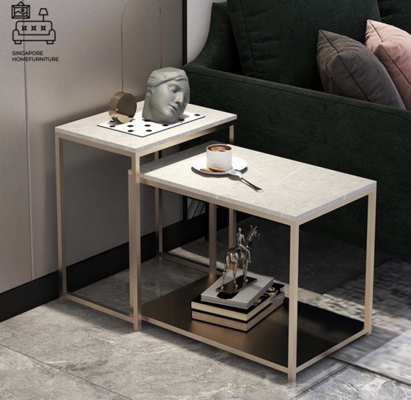 BREDA® Nesting Table | Colour Customisation: Primary Table, Secondary Table, Legs = Black OR White OR Gold | $$