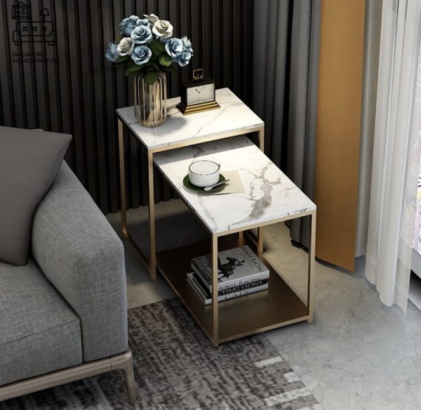 BREDA® Nesting Table | Colour Customisation: Primary Table, Secondary Table, Legs = Black OR White OR Gold | $$ - Image 4