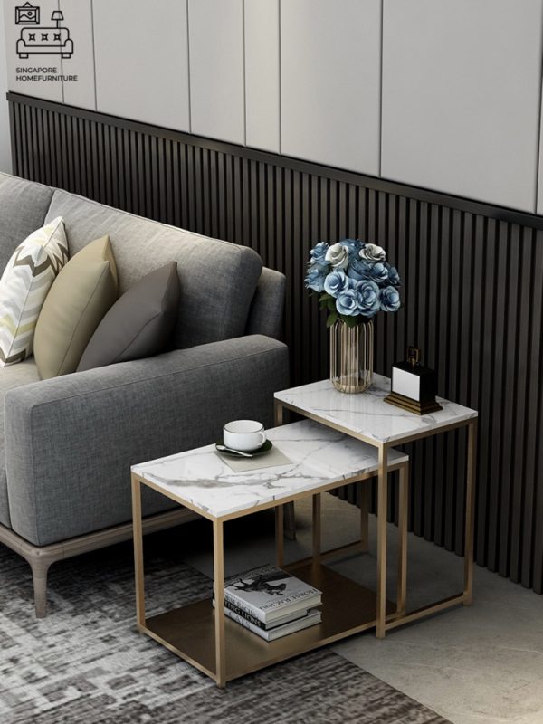 BREDA® Nesting Table | Colour Customisation: Primary Table, Secondary Table, Legs = Black OR White OR Gold | $$ - Image 5