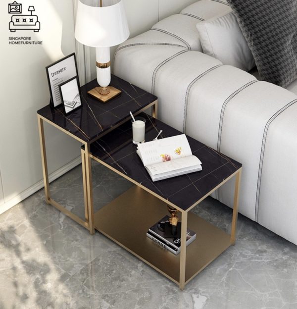 BREDA® Nesting Table | Colour Customisation: Primary Table, Secondary Table, Legs = Black OR White OR Gold | $$ - Image 7