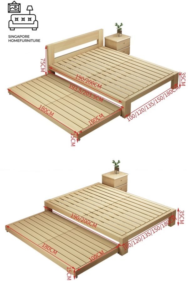 Geel Pull Out Bed Frame Singapore Trundle Bed SingaporeHomeFurniture