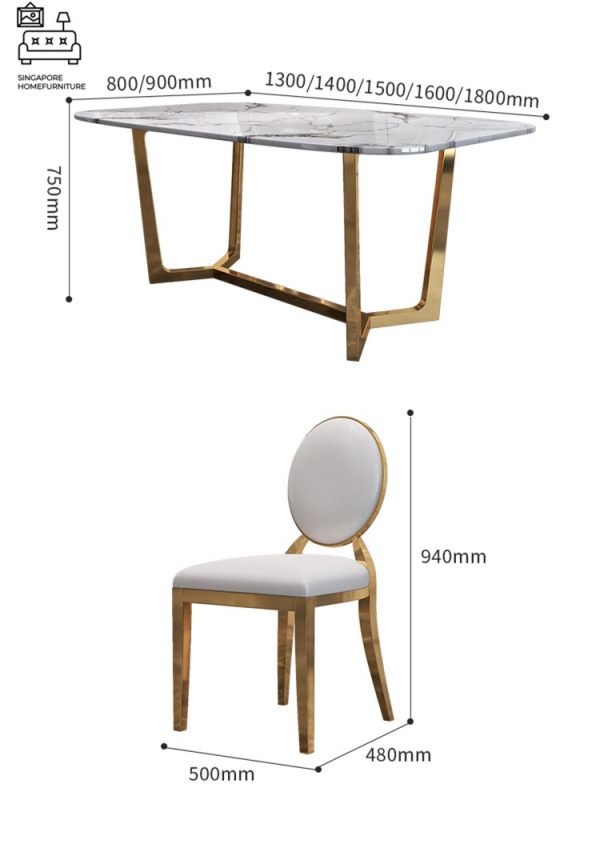 LISSE® Marble Dining Table | Elegant, Classy, Posh | Gold Frame | $$ - Image 3