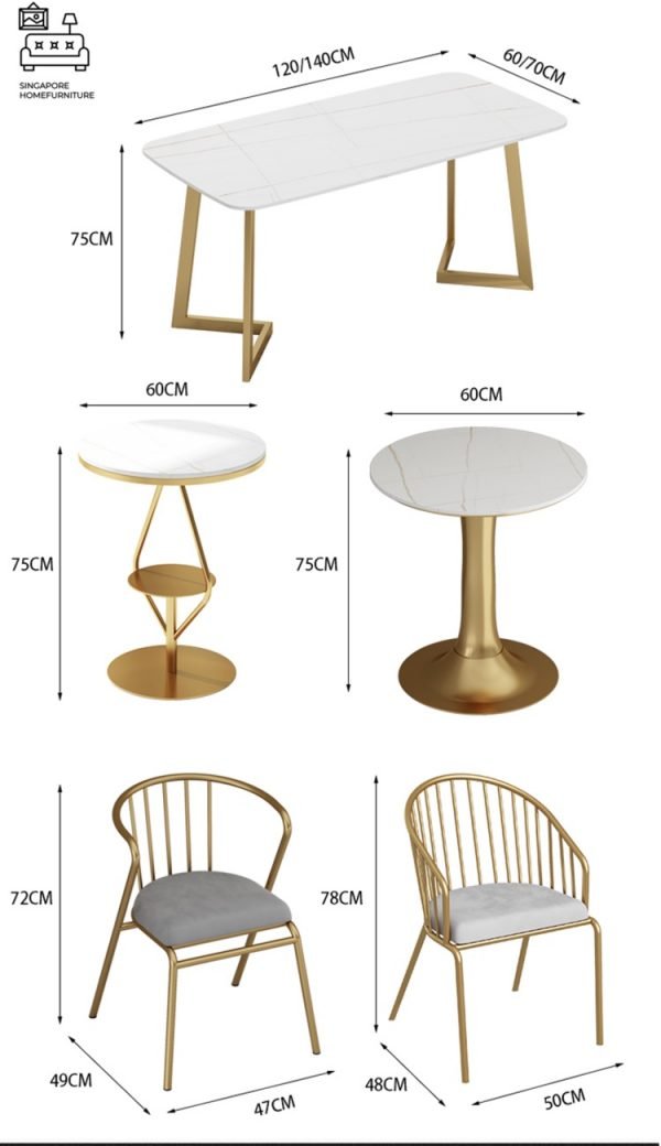 MEPPEL® Marble Dining Table | Elegant, Classy, Posh | Gold Frame | Length Option: 1200mm OR 1400mm | $ - Image 16
