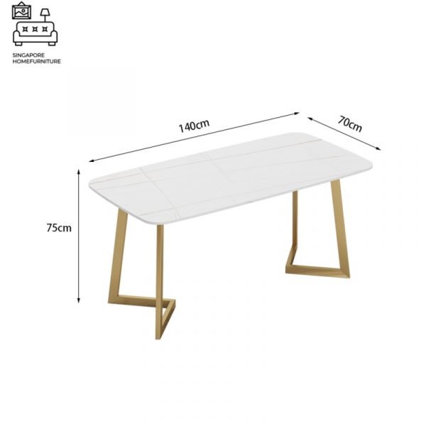 MEPPEL® Marble Dining Table | Elegant, Classy, Posh | Gold Frame | Length Option: 1200mm OR 1400mm | $ - Image 6