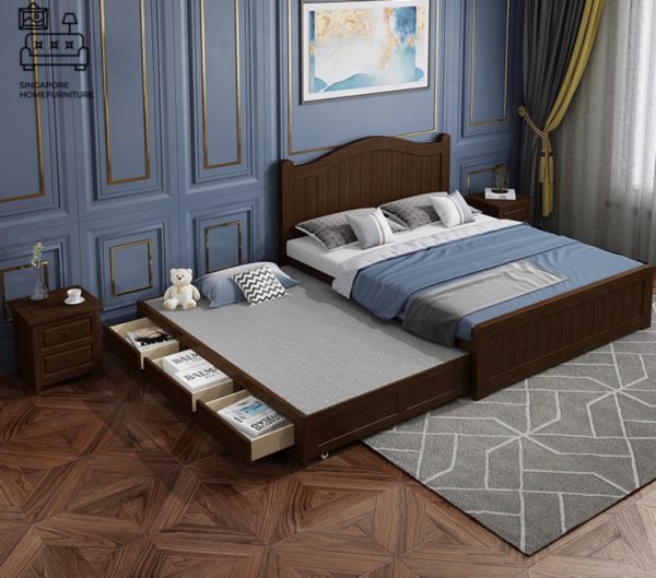 UCCLE® Pull Out Bed Frame | 4 Colours: White, Brown, Dark Grey, Golden Oak | Sizes: Twin, Small Double, Queen, King | Option: Mattress | $$ - Image 7