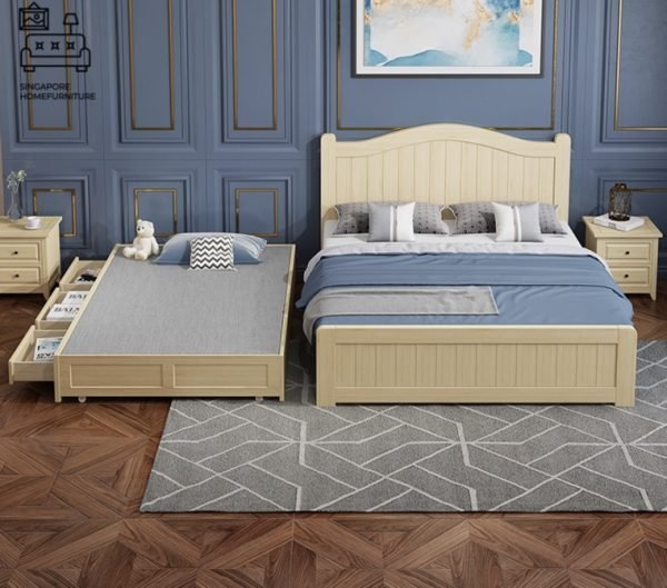 UCCLE® Pull Out Bed Frame | 4 Colours: White, Brown, Dark Grey, Golden Oak | Sizes: Twin, Small Double, Queen, King | Option: Mattress | $$ - Image 8