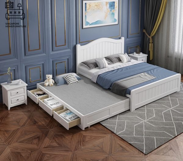 UCCLE® Pull Out Bed Frame | 4 Colours: White, Brown, Dark Grey, Golden Oak | Sizes: Twin, Small Double, Queen, King | Option: Mattress | $$ - Image 9