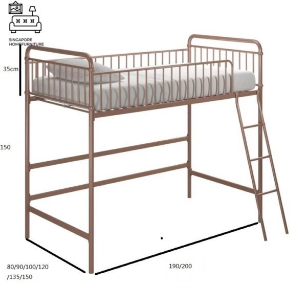 COUVIN® Loft Bed Frame | Space-Saving | 3 Sizes: Single, Small Double, Queen | 3 Colours | Option: Mattress | $$ - Image 3