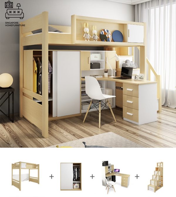HERVE® Loft Bed Frame | Space-Saving | 2 Sizes: Small Double, Queen | Option: Mattress | $$$ - Image 15