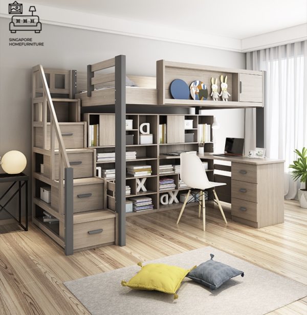 HERVE® Loft Bed Frame | Space-Saving | 2 Sizes: Small Double, Queen | Option: Mattress | $$$