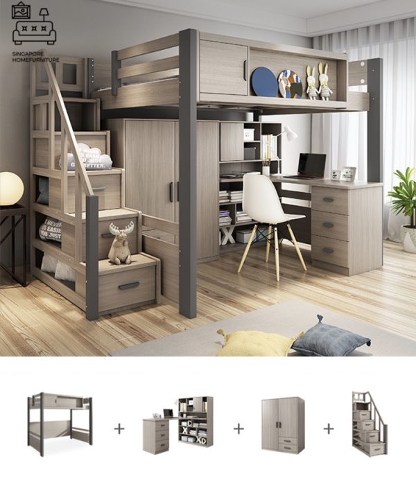 HERVE® Loft Bed Frame | Space-Saving | 2 Sizes: Small Double, Queen | Option: Mattress | $$$ - Image 24