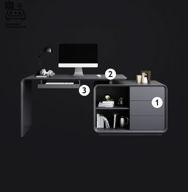 OPOLE® L Shape Study Table | Swivel Table | 3 Lengths: 1200mm, 1400mm, 1600mm | $$$ - Image 2
