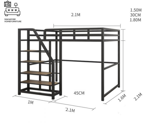 OUDENBURG® Loft Bed Frame (C) | Space-Saving | 2 Sizes: Small Double, Queen | 4 Designs | Option: Mattress | $$$ - Image 5