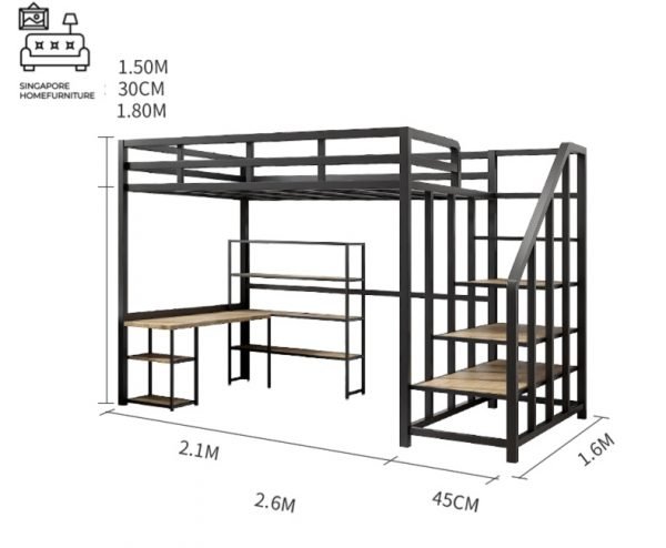 OUDENBURG® Loft Bed Frame (C) | Space-Saving | 2 Sizes: Small Double, Queen | 4 Designs | Option: Mattress | $$$ - Image 4