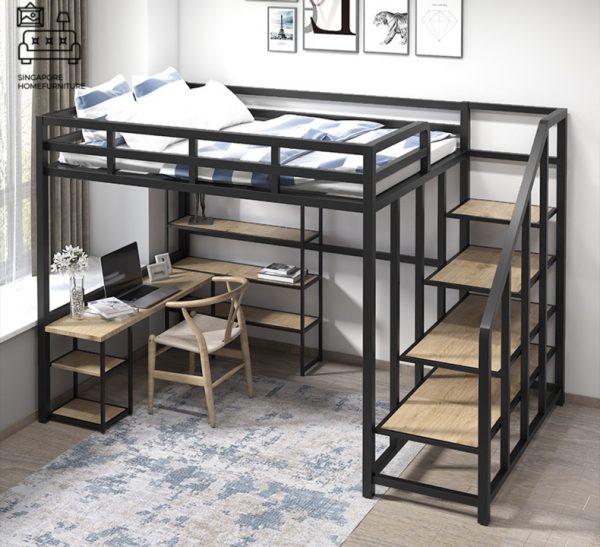 OUDENBURG® Loft Bed Frame (C) | Space-Saving | 2 Sizes: Small Double, Queen | 4 Designs | Option: Mattress | $$$