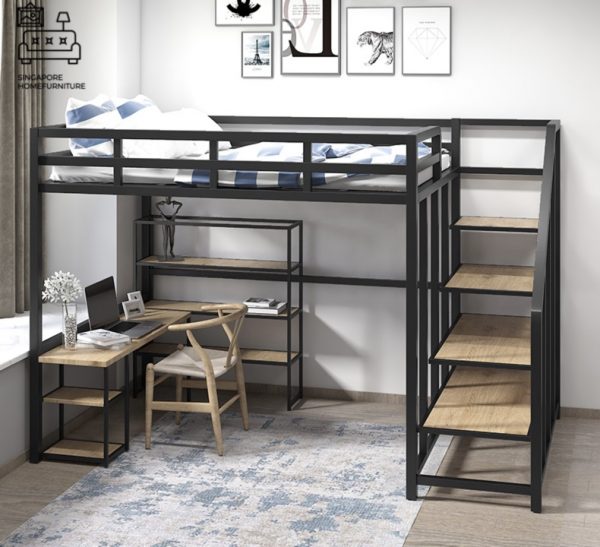 OUDENBURG® Loft Bed Frame (C) | Space-Saving | 2 Sizes: Small Double, Queen | 4 Designs | Option: Mattress | $$$ - Image 9