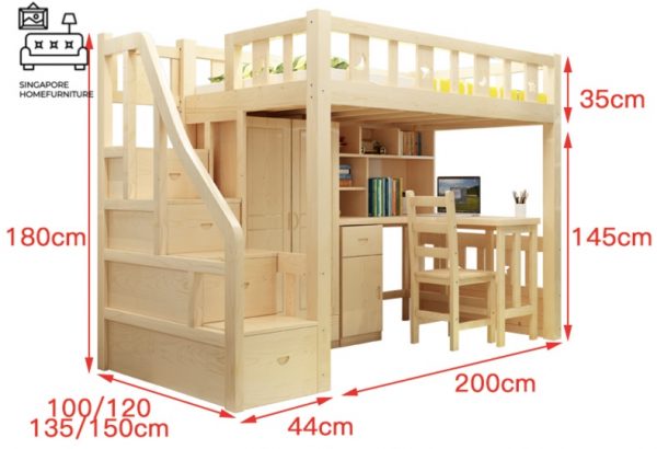 PEER® Loft Bed Frame | Space-Saving | 2 Sizes: Small Double, Queen | 5 Colour Option | Option: Mattress | $$$ - Image 3