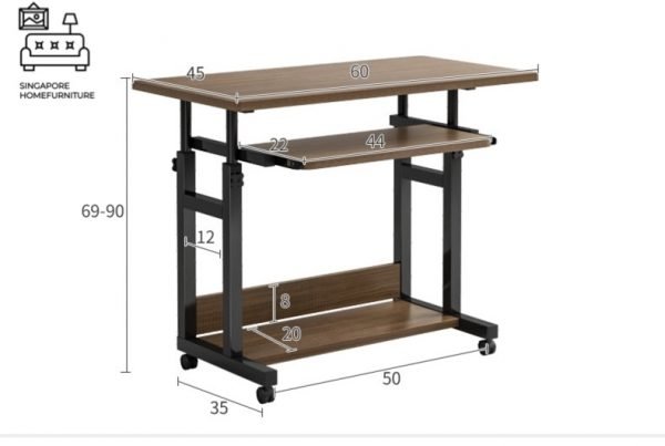 Lomza Computer Table with Wheels Singapore SingaporeHomeFurniture