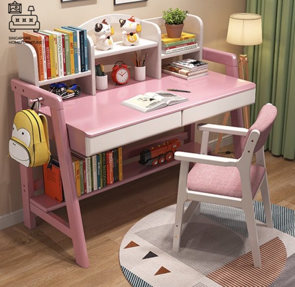 SIEDICE® Kids Desk | Designed for Children | 4 Sizes: 800mm, 1000mm, 1200mm, 1400mm | 5 Colours: Golden Oak, Walnut, Pink, Blue, White | Option: Chair | $$ - Image 3