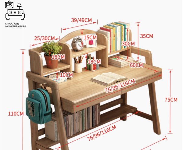 SIEDICE® Kids Desk | Designed for Children | 4 Sizes: 800mm, 1000mm, 1200mm, 1400mm | 5 Colours: Golden Oak, Walnut, Pink, Blue, White | Option: Chair | $$ - Image 9