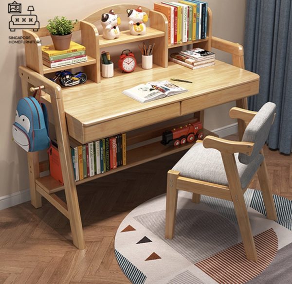 SIEDICE® Kids Desk | Designed for Children | 4 Sizes: 800mm, 1000mm, 1200mm, 1400mm | 5 Colours: Golden Oak, Walnut, Pink, Blue, White | Option: Chair | $$ - Image 7