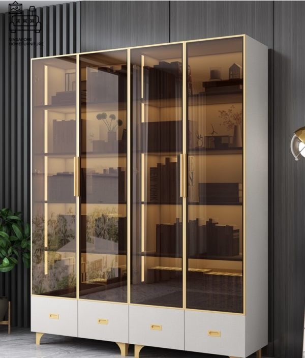 Reghin Bookshelf With Doors Singapore Cabinet With Doors Singapore SingaporeHomeFurniture