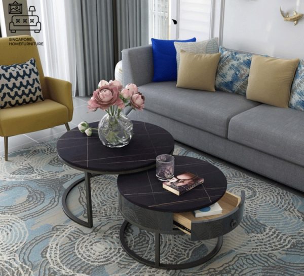 VIANEN® Coffee Table with Storage | Nesting Table | 3 Sizes: 60cm, 70cm, 80cm | 2 Materials: Slate, Reflective Slate | Multiple Colour Option | Ample Storage Space | $$ - Image 11