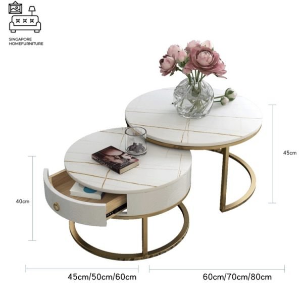 VIANEN® Coffee Table with Storage | Nesting Table | 3 Sizes: 60cm, 70cm, 80cm | 2 Materials: Slate, Reflective Slate | Multiple Colour Option | Ample Storage Space | $$ - Image 13