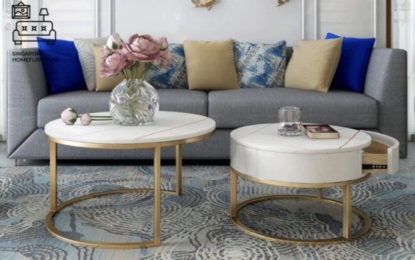 VIANEN® Coffee Table with Storage | Nesting Table | 3 Sizes: 60cm, 70cm, 80cm | 2 Materials: Slate, Reflective Slate | Multiple Colour Option | Ample Storage Space | $$ - Image 2