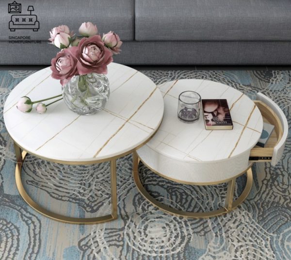 VIANEN® Coffee Table with Storage | Nesting Table | 3 Sizes: 60cm, 70cm, 80cm | 2 Materials: Slate, Reflective Slate | Multiple Colour Option | Ample Storage Space | $$ - Image 3
