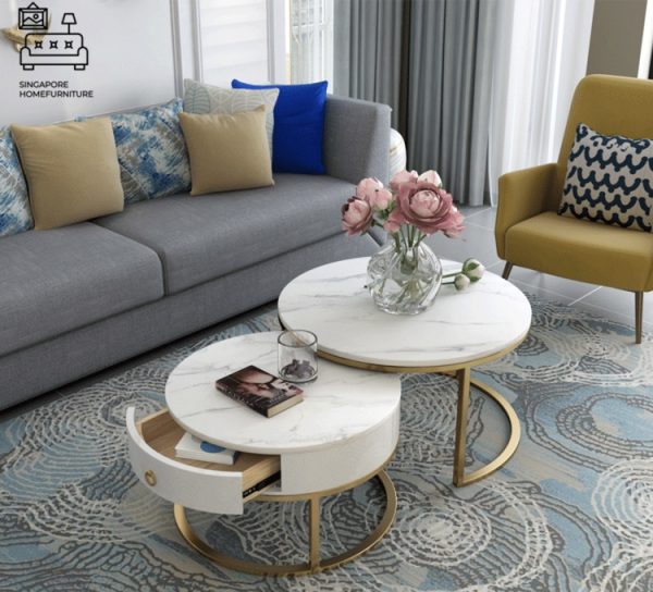 VIANEN® Coffee Table with Storage | Nesting Table | 3 Sizes: 60cm, 70cm, 80cm | 2 Materials: Slate, Reflective Slate | Multiple Colour Option | Ample Storage Space | $$