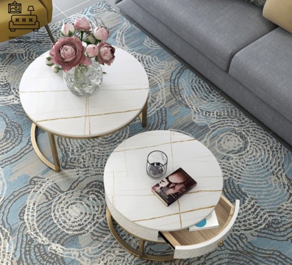 VIANEN® Coffee Table with Storage | Nesting Table | 3 Sizes: 60cm, 70cm, 80cm | 2 Materials: Slate, Reflective Slate | Multiple Colour Option | Ample Storage Space | $$ - Image 5