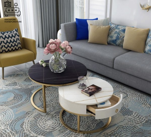 VIANEN® Coffee Table with Storage | Nesting Table | 3 Sizes: 60cm, 70cm, 80cm | 2 Materials: Slate, Reflective Slate | Multiple Colour Option | Ample Storage Space | $$ - Image 7