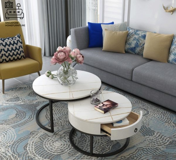 VIANEN® Coffee Table with Storage | Nesting Table | 3 Sizes: 60cm, 70cm, 80cm | 2 Materials: Slate, Reflective Slate | Multiple Colour Option | Ample Storage Space | $$ - Image 8