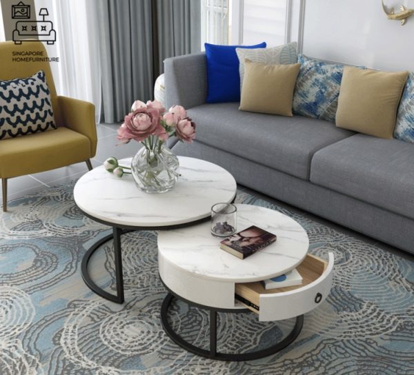 VIANEN® Coffee Table with Storage | Nesting Table | 3 Sizes: 60cm, 70cm, 80cm | 2 Materials: Slate, Reflective Slate | Multiple Colour Option | Ample Storage Space | $$ - Image 9