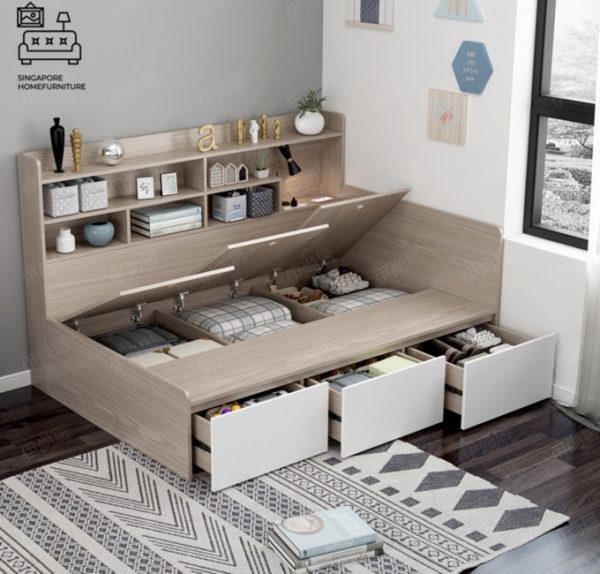 BREE® Pull Out Bed Frame | 3 Options: Normal Bed, Pull Out Bed, Storage Bed | 3 Sizes: Twin, Small Double, Queen | Option: Mattress | $$$