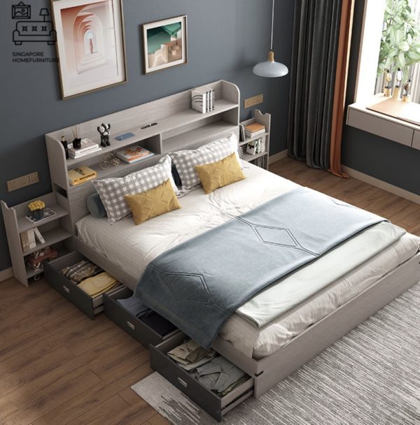 DAMME® Pull Out Bed Frame | Normal Bed & Pull Out Bed Available | 2 Sizes: Small Double, Queen | Option: Mattress, Table, Drawers, Shelf | $$$ - Image 9