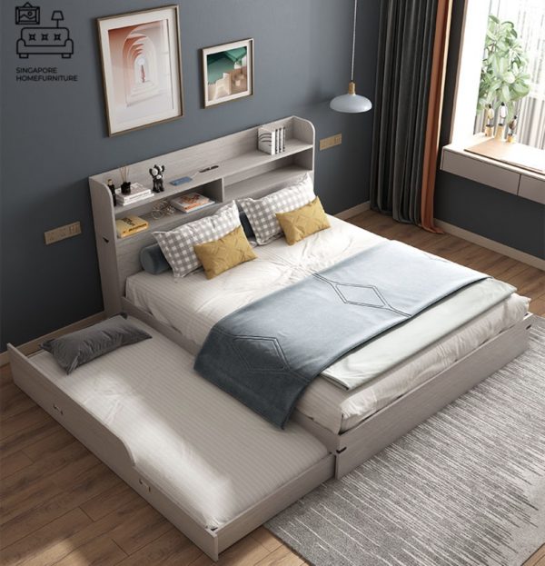 DAMME® Pull Out Bed Frame | Normal Bed & Pull Out Bed Available | 2 Sizes: Small Double, Queen | Option: Mattress, Table, Drawers, Shelf | $$$ - Image 8