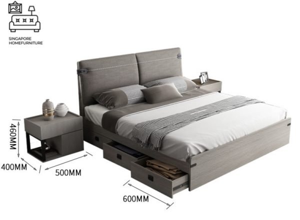 HANNUTE® Pull Out Bed Frame | Normal Bed & Pull Out Bed Available | 2 Sizes: Queen, King | Option: Mattress, Table, Drawers, Shelf | $$$ - Image 3