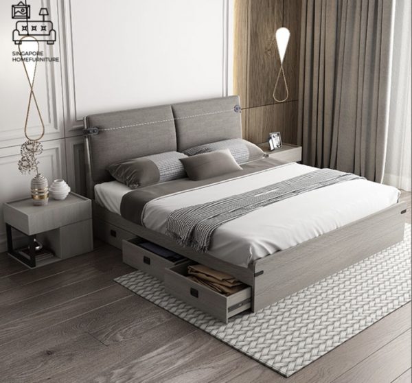 HANNUTE® Pull Out Bed Frame | Normal Bed & Pull Out Bed Available | 2 Sizes: Queen, King | Option: Mattress, Table, Drawers, Shelf | $$$