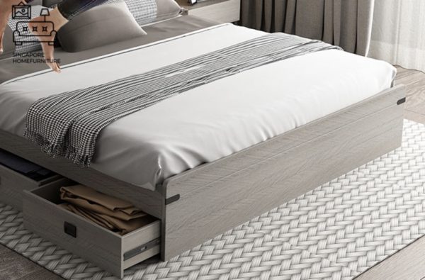 HANNUTE® Pull Out Bed Frame | Normal Bed & Pull Out Bed Available | 2 Sizes: Queen, King | Option: Mattress, Table, Drawers, Shelf | $$$ - Image 16