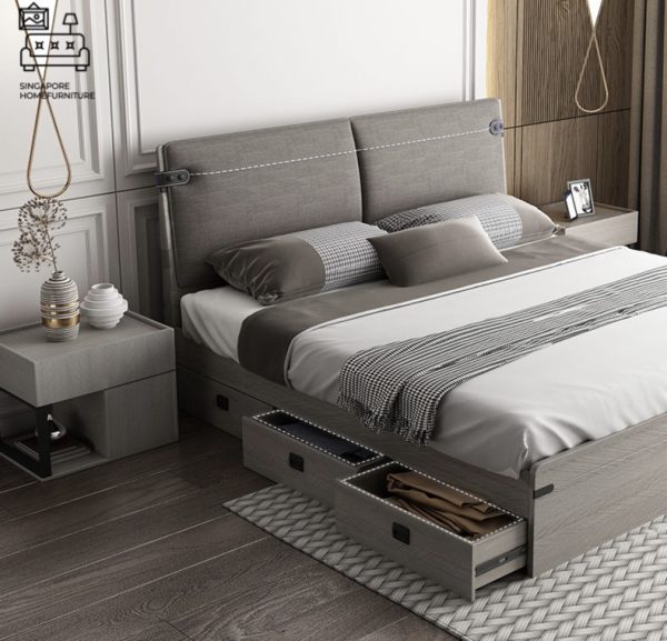 HANNUTE® Pull Out Bed Frame | Normal Bed & Pull Out Bed Available | 2 Sizes: Queen, King | Option: Mattress, Table, Drawers, Shelf | $$$ - Image 15