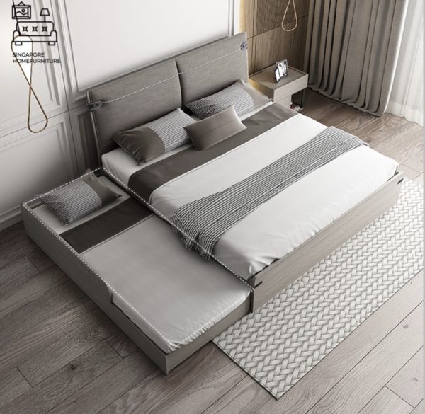 HANNUTE® Pull Out Bed Frame | Normal Bed & Pull Out Bed Available | 2 Sizes: Queen, King | Option: Mattress, Table, Drawers, Shelf | $$$ - Image 14