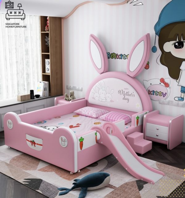 IZEGEM® Kids Bed Frame (Bunny) Guard A | 5 Sizes: Single, Twin, Small Double, Queen, King | Option: Mattress, Side Table | $$$ - Image 3